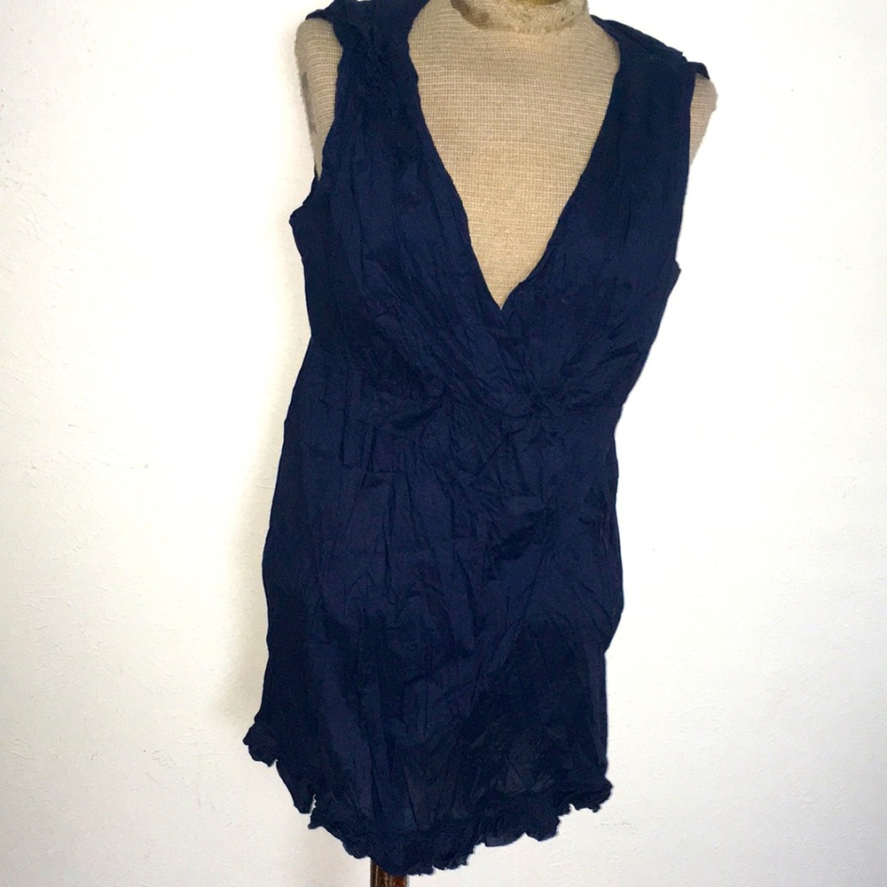 VTG Y2K PATRICK ROBINSON FOR TARGET NAVY WRAPPED SLEEVELESS COTTON BLOUSE SZ XL